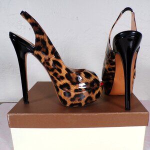 OnlyMaker  Slingback Leopard Print high heel, Six Inch Heel